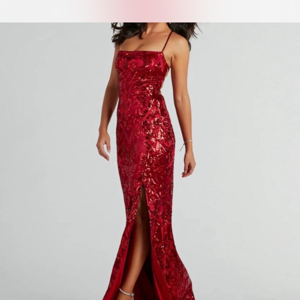 Windsor Red Sequin Prom Dress - Picture 7 of 10